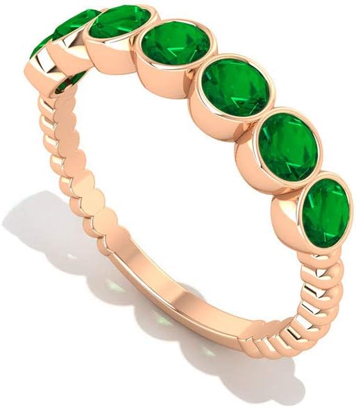 0.84Ct Emerald Beaded Wedding Ring, SGL Certified Gemstone Bridal Stack Ring, May Birthstone Gold Promise Ring, Statement Engagement Anniversary Ring