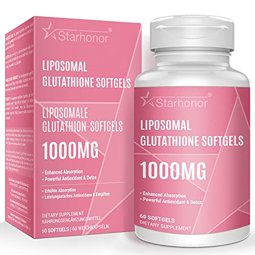 Liposomal Glutathione Softgels 1000MG, Reduced Glutathione Supplement,  Better Absorption, Non-GMO Antioxidant, Detox, Brain, Immune System, 60  Softgels in Saudi Arabia