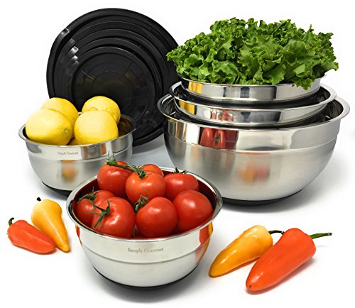 Simply gourmet stainless steel non-slip mixing bowls wi…