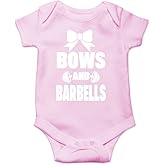 AW Fashions Bows and Barbells Baby Bodysuit Funny Adorable Infant Romper Clothing Outfit Unisex Girls Boys