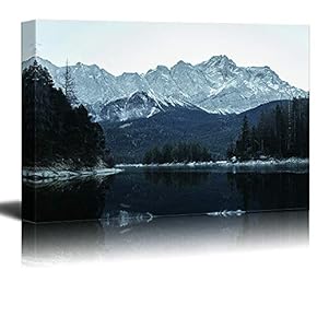 Canvas Wall Art - Clear Lake Background Grant Mountains - Giclee Print Gallery Wrap Modern Home Art Ready to Hang - 12x18 inches