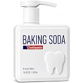 WAYFENGLI Baking Soda Toothpaste Pump Bottle, 10.5 oz Fresh Mint Whitening Toothpaste for Adults, Easy-Press Design for Daily Oral Care and Surface Stain Care