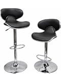 Homessity2 PU Leather Modern Adjustable Swivel Hydraulic Chair Bar Stools, Black