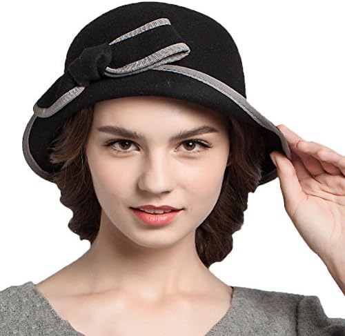 Women's Bow Wool Felt Bowler Hat