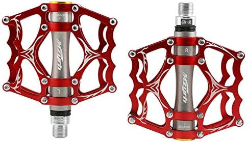 NETWE Mountain Bike Pedals Cycling Sealed Bearing Pedals Axle 9/16" (Red)