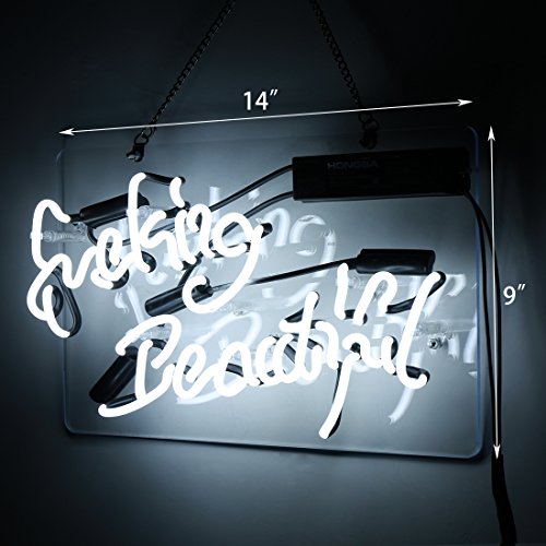 Neon Light Fuking Beautiful Signs Handmade Real Glass White Wall Sign 14" x 9" Artwork Neon Lamp Bedroom Beer Pub Hotel Party Garage Decor Lights - Thumbnail 2