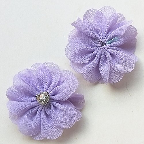 Mosheng Accessory 28pcs Chiffon Silk Beautiful Double-deck Flowers With Shiny Rhinestone Applique Handmade Craft Headwear Bows Wedding Party Home Decoration (Mix)