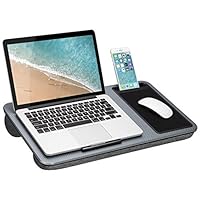 LapGear Home Office Lap Desk with Device Ledge, Mouse Pad, and Phone Holder - Silver Carbon - Fits up to 15.6 Inch Laptops - Style No. 91585