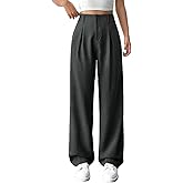 Womens High Waisted Wide Leg Pants Pleated Tailored Trousers with Pockets Business Casual Dress Pants