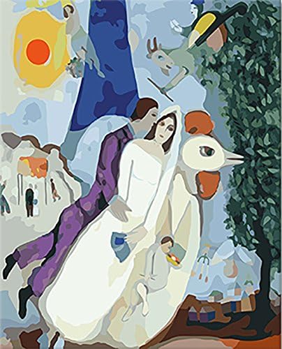 [WOODEN FRAMED] ALB 16" x 20" Paint by Numbers Diy Painting Famous Painting Collection 2 (The bride and groom at the Eiffel Tower)