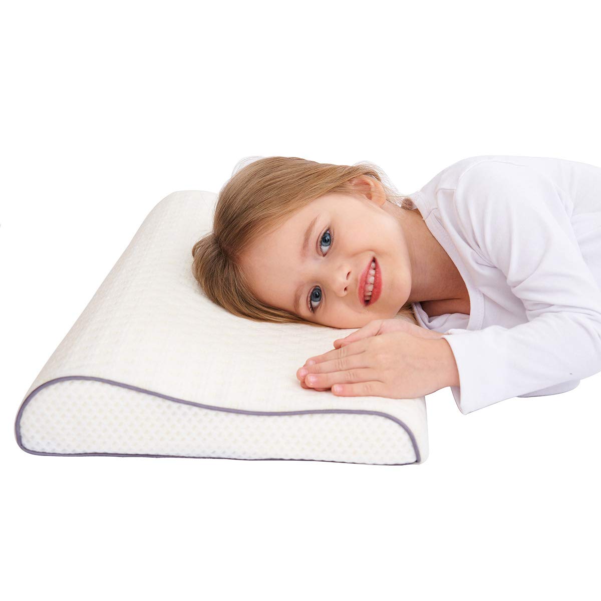 SIKAINI Health Children Pillow for Bed Sleep Hypoallergenic Memory Foam Children's Pillow Neck Protector for Kids (3-10 Years)