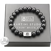Black Onyx Bracelet, Men's Bead Bracelet, Onyx and Sterling Silver Jewelry, Gift Idea for Man