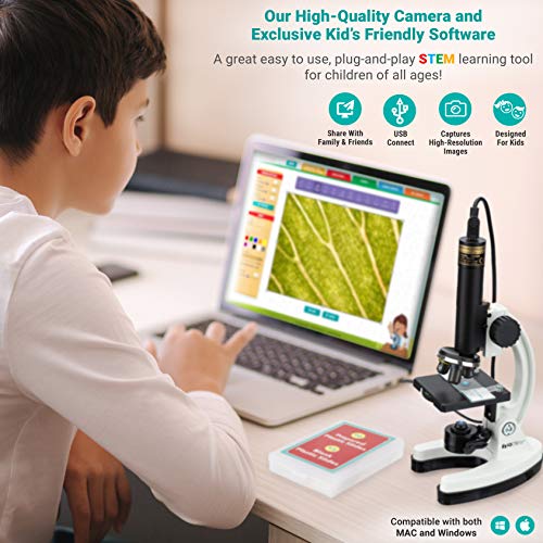 AmScope IQCREW Kid's Premium 85+ Piece Microscope, Color Camera and