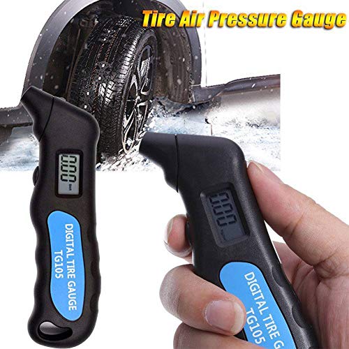 Tire Pressure Gauge, Classic Digital Tyre Pressure Gauge With Backlight LCD Display 100 PSI, Air Pressure Gauge Tester Tool for Cars & Motorcycles with Schrader Valves (mini,Black) - Thumbnail 5
