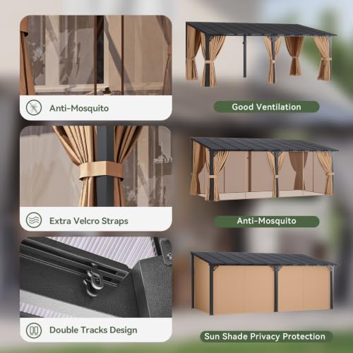 Aoxun G30059 20x10 Lean-to Gazebo Review: Wall-Mounted Pergola with Curtains and Netting image 20