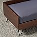Great Deal Furniture Ophelia Mid Century Modern Ped Bed with Acacia Wood Frame, Dark Oak and Dark Graythumb 4