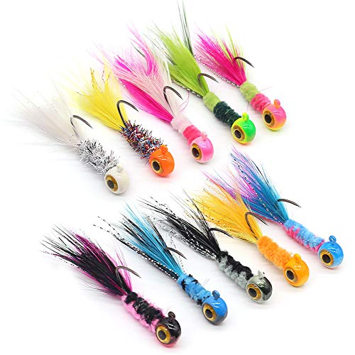 CrappieJigMarabouFeatherJigsforCrappieFishingLures kit 50 Pack