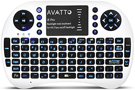AVATTO 2.4G Backlit Wireless Mini Keyboard and Mouse Combo in one with Touchpad for Smart TV , Android TV Box , Raspberry Pi , Laptop , Desktop PC ( Color White )