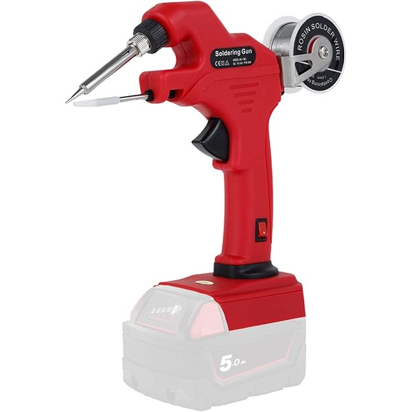 Amazon.com: Cordless Soldering Gun Kit, for Milwaukee 18V Battery, 30W  Soldering Welding Iron Tool with Ceramic Heater, Operated Electric  Soldering Iron with Solder, 30s Quick Preheat, No Battery (Big Red) : Tools