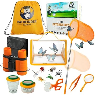 Kit Exploration Enfant avec Jumelles, Boussole, Loupe, Boite Loupe Insecte - Cadeau d'anniversaire pour Garçons et Filles âgés de 3 à 12 Ans