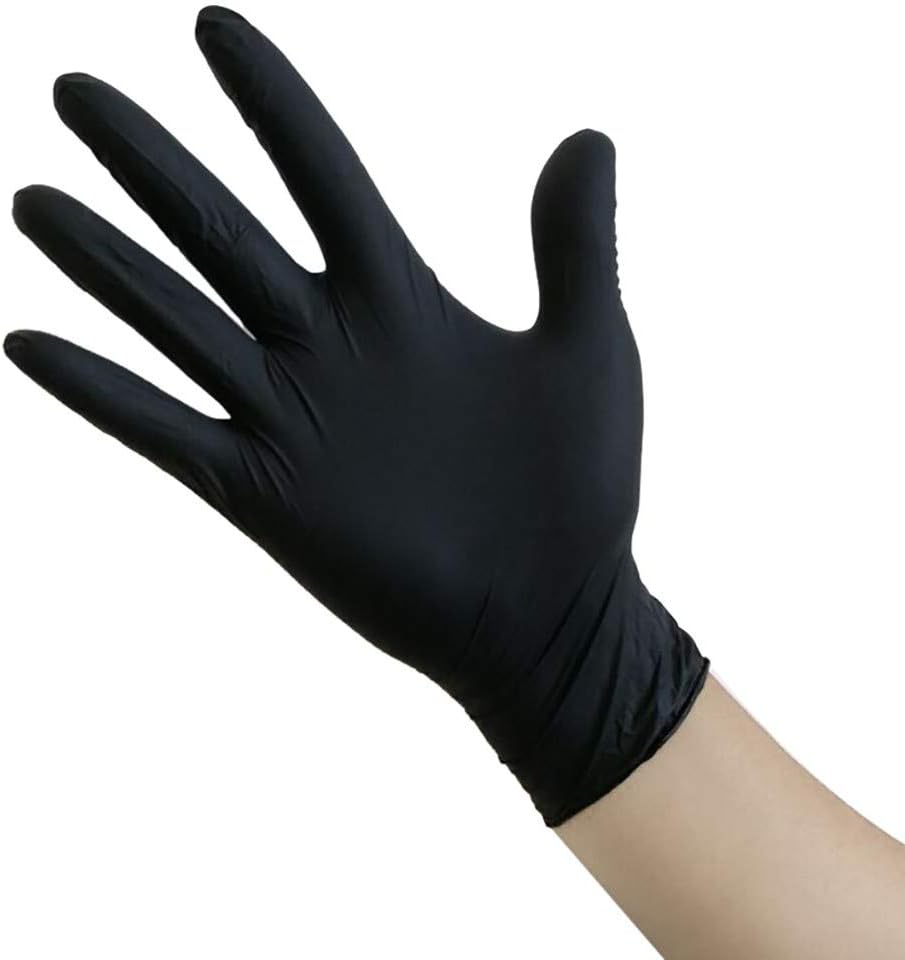 HUYURI 100pcs Rubber Powder-Free PVC Transparent Gloves