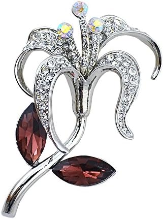 ALBEST Jewelry Women's Exquisite Zircon Blooming Flower Brooches Pin Scarves Buckle Dual Use, Grape