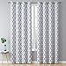 HLC.ME Lattice Design Blackout Thermal Curtains 63 Length - Weather Insulated Window Coverings, Room Darkening Grommet Window Curtain Panels for Bedroom - Platinum White & Grey, 52 W x 63 L - Pair
