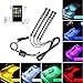Car LED Strip Light, ONEKA-RGB 4pcs 48LED Multicolor Music Car Interior Lights Under Dash Lighting Waterproof Kit With Sound Active Function and Wireless Remote Control, DC 12V