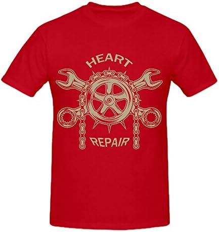 Custom Heart Repair T-shirt Men Red Screen Printed