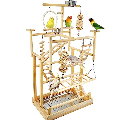 LIMIO Natural Wood Parrot Playstand