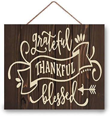 Grateful Thankful Blessed Wood Sign, Pallet Sign, Decor Dining Room, Living room, Country Signs, Farmhouse Decor, Thanksgiving 14 x 12 Inches.