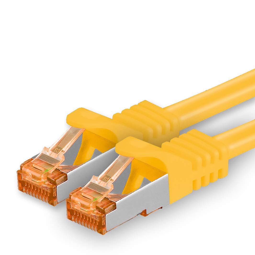 25m - Cat.7 network cable yellow - 1 piece Gigabit Ethernet LAN cable 10000 Mbit s patch cable Cat7 cable S FTP PIMF shielding LSZH Cat.7 raw cable Rj45 plug Cat 6a - 1 x 25 meters