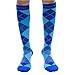 CompressionZ 30-40 mmHg Knee High Compression Socks Men & Women | Support Stockings for Travel, Nurses and Athletes (Argyle Blue, X-Large)