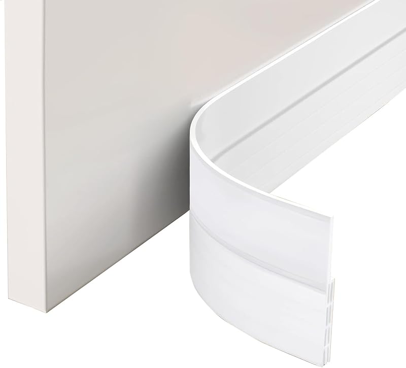 EXTSUD Adhesive Door Bottom Weather Stripping 100x5cm White Silicone Draft