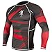Hayabusa Metaru 47 Silver Long Sleeve BJJ Rash Guards (Black/Red, S)