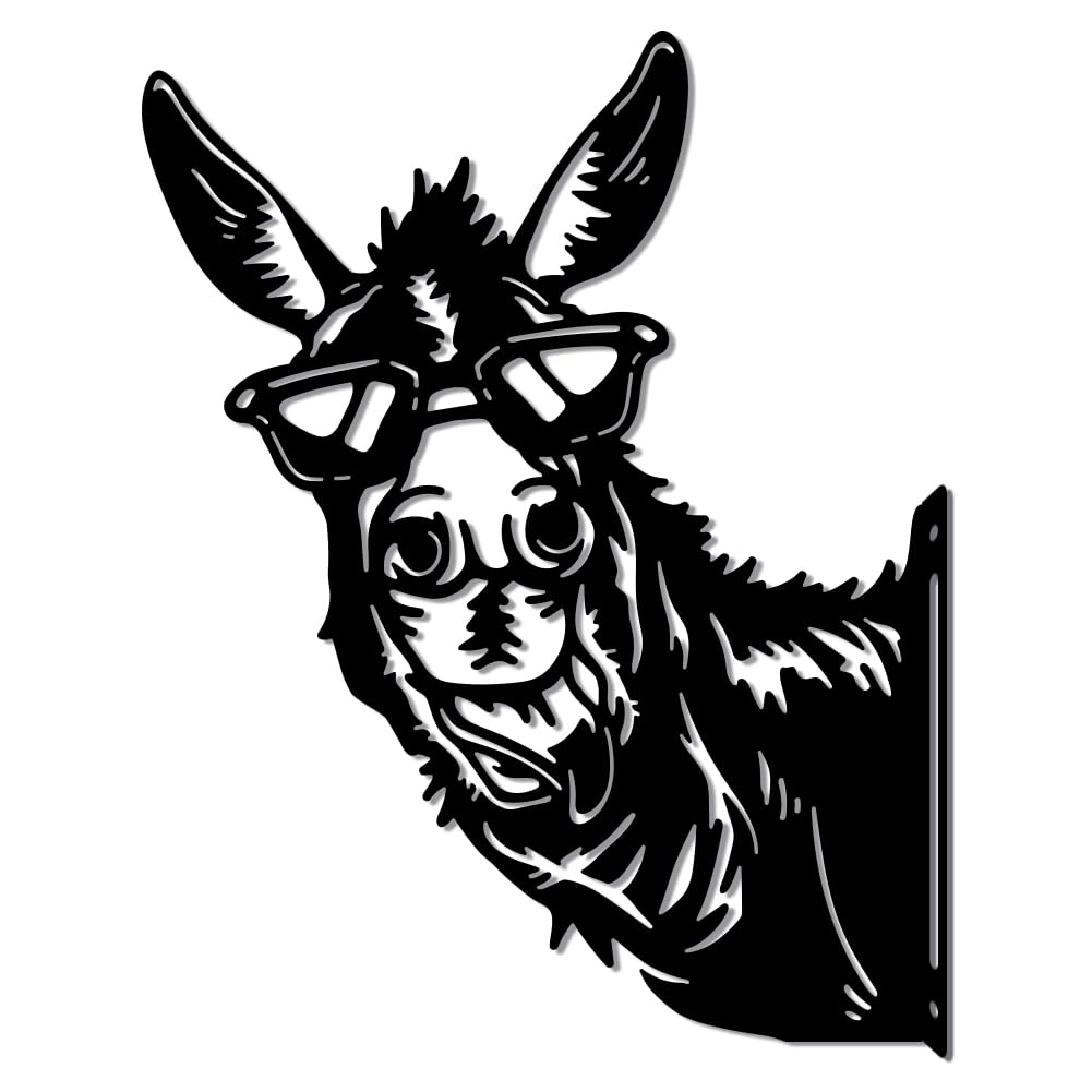 WADORN Peeping Donkey Metal Garden Yard Art Decor, Watching Donkey Ornament Wall Art for Farm Funny Animal Black Silhouette Outdoor Fence Decor for Farmhouse Farm Yard Art Outdoor Decor Flowerbeds