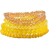 MMIUAEG Bohemian Stackable Bracelets Set Boho Beaded Stretchable Bracelets for Women Multi-layer Crystal Beads Charms Beach Jewelry Trendy Costume Decorations