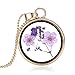 Gmai Purple Pressed lover Flower Wish Necklace Stainless Steel Chain