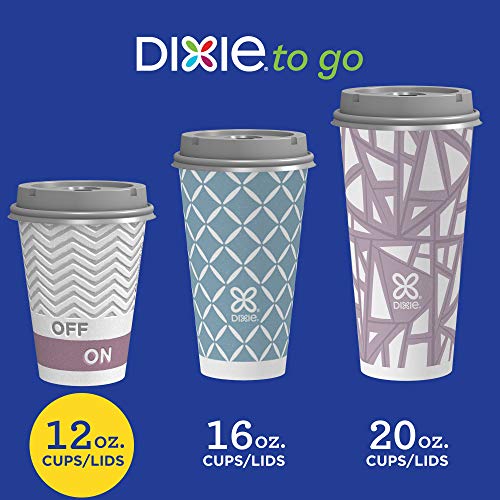 Dixie To Go Coffee Cups and Lids, 12 Oz, 26 Count, Assorted Designs, Disposable Hot Beverage