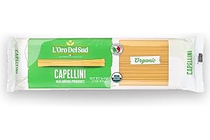 L'Oro Del Sud Organic Capellini, 100% Durum Wheat, Italian Pasta, Premium Quality Product of Italy (4 pack x 16 Oz) Non GMO, Vegan, Kosher