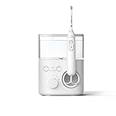 Philips Sonicare Countertop Power Flosser 5000, 2 Nozzles, White | 180% More Effective Than Floss*, Quad-Stream Technology, 2 Modes, 10 Intensities, Magnetic Docking Station, HX3811/20