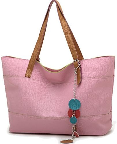 Allway store Fashion Women's PU Leather Handbag Purse Satchel Tote Shoulder Bag (pink)
