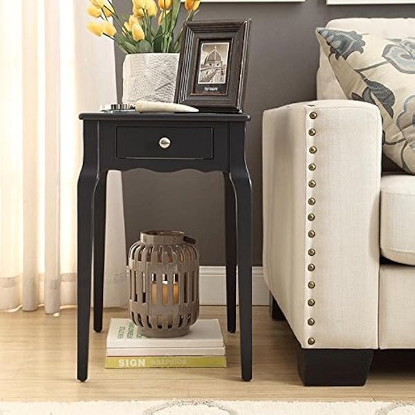 Amazon Com Daniella Inspire Q 1 Drawer Wood Storage Accent Side Table Midnight Black Garden Outdoor