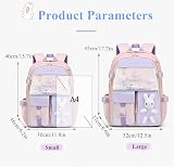 Bansusu Kawaii Bunny Large Girls Backpack Purple 32x17x45cm Bookbag view 3