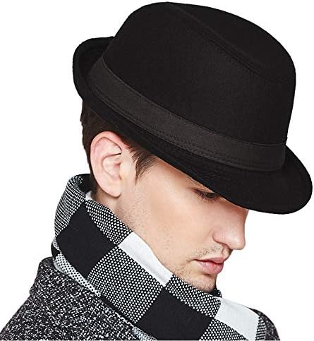 Erigaray Mens Classic Wool Felt Fedora Hats for Men in Black,Grey,Dark Brown