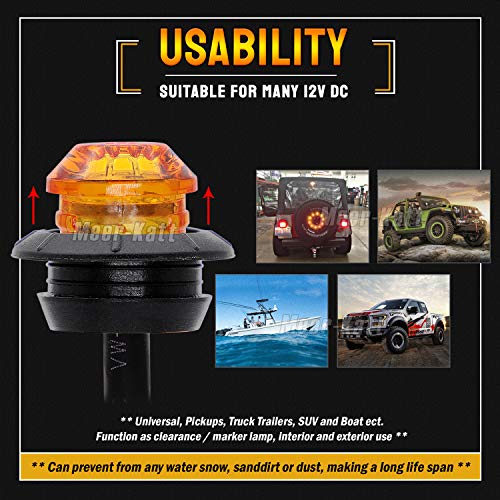 image for Meerkatt (Pack of 10) 3/4 Inch Round Amber Mini Side Marker Lights Fen