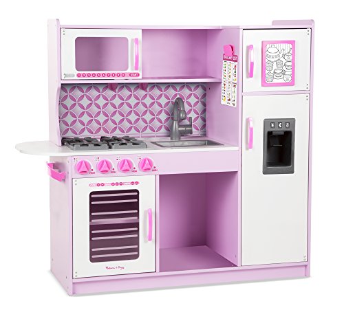 Melissa & Doug Wooden Chef's Pretend Play Toy Kitchen With 'Ice' Cube Dispenser - Cupcake Pink/White