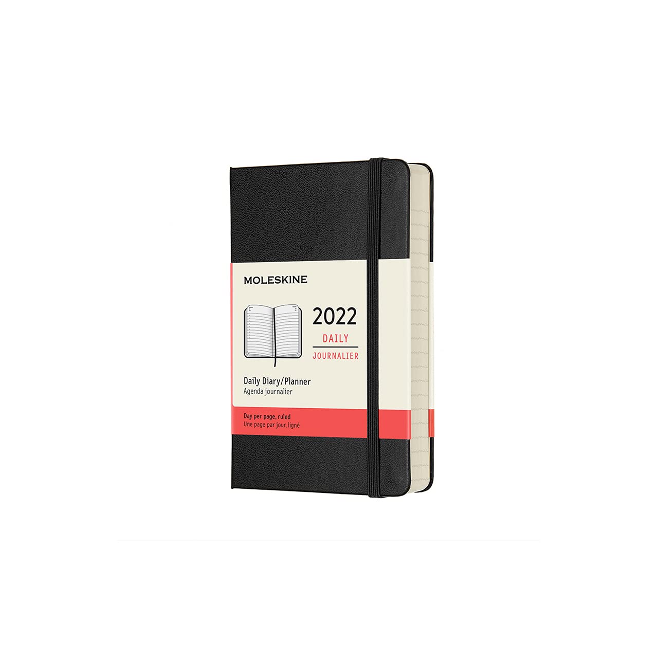 Moleskine 12-Month Daily Planner 2022, Daily Diary 2022, Hard Cover and Elastic Closure, Pocket Size 9 x 14 cm, Colour Black, 400 Pages