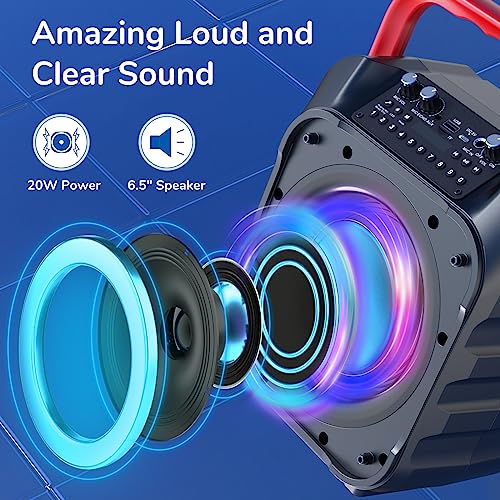 VerkTop Karaoke Machine, Bluetooth Karaoke Speaker Machine for Adults Kids with 2 Wireless Mics, Portable PA System with Colorful LED Party Lights, Supports TWS/USB/Bluetooth/TF/AUX