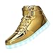 GreatJoy Cool Fun Light Up LED Shoes Sneaker 7 Colors USB Charging (39/7.5B Women / 6D Men, Gold)